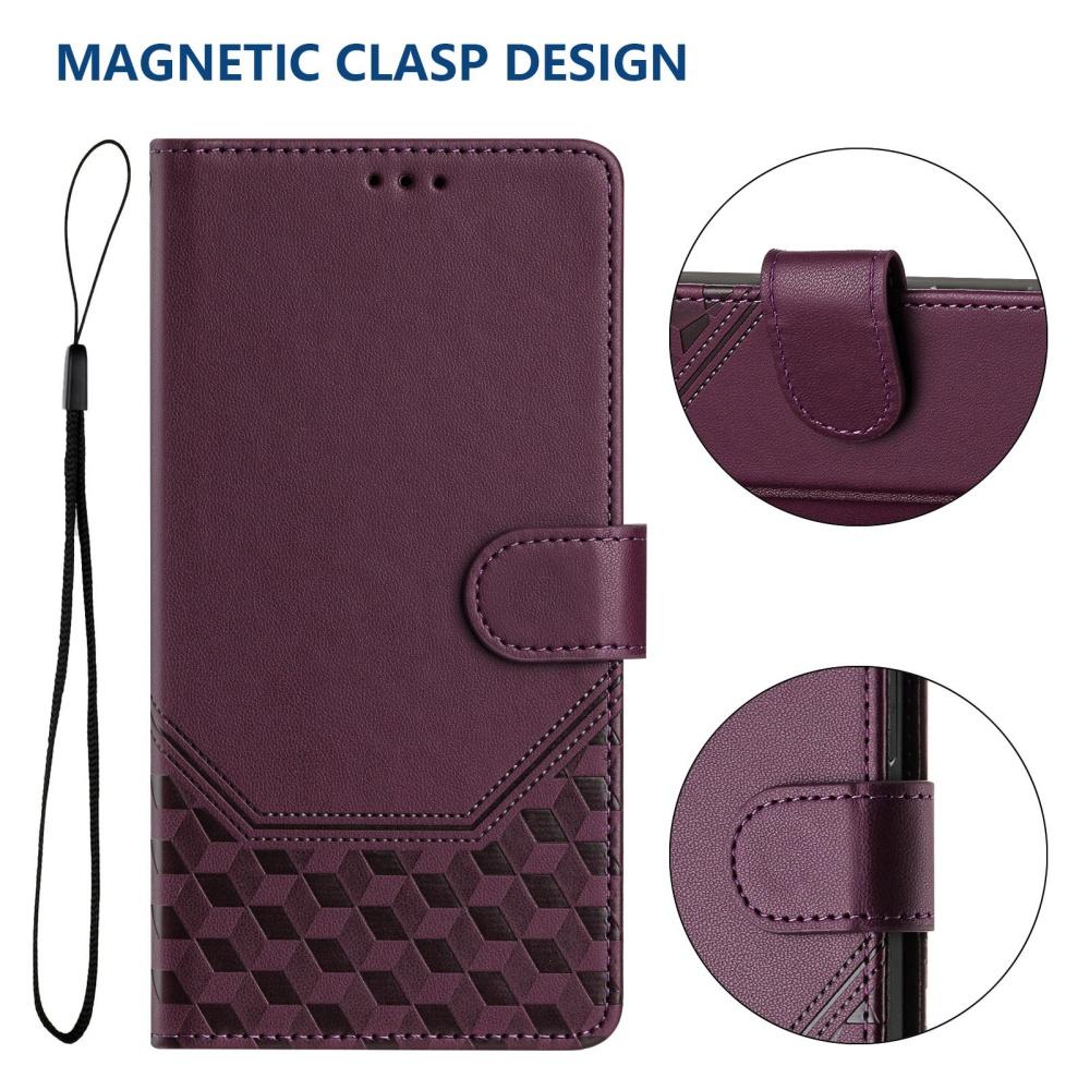 Luxury Honeycomb Texture Phone Case Magnetic Flip Wallet Cover for Honor 90 Lite, 80, 70, 60SE, 20S, 20, 9X, 9