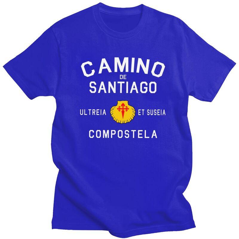 Мужские футболки на заказ «Buen Camino De Santiago» с коротким рукавом, повседневные, крутые, свободного кроя, 100% хлопок, идея для подарка