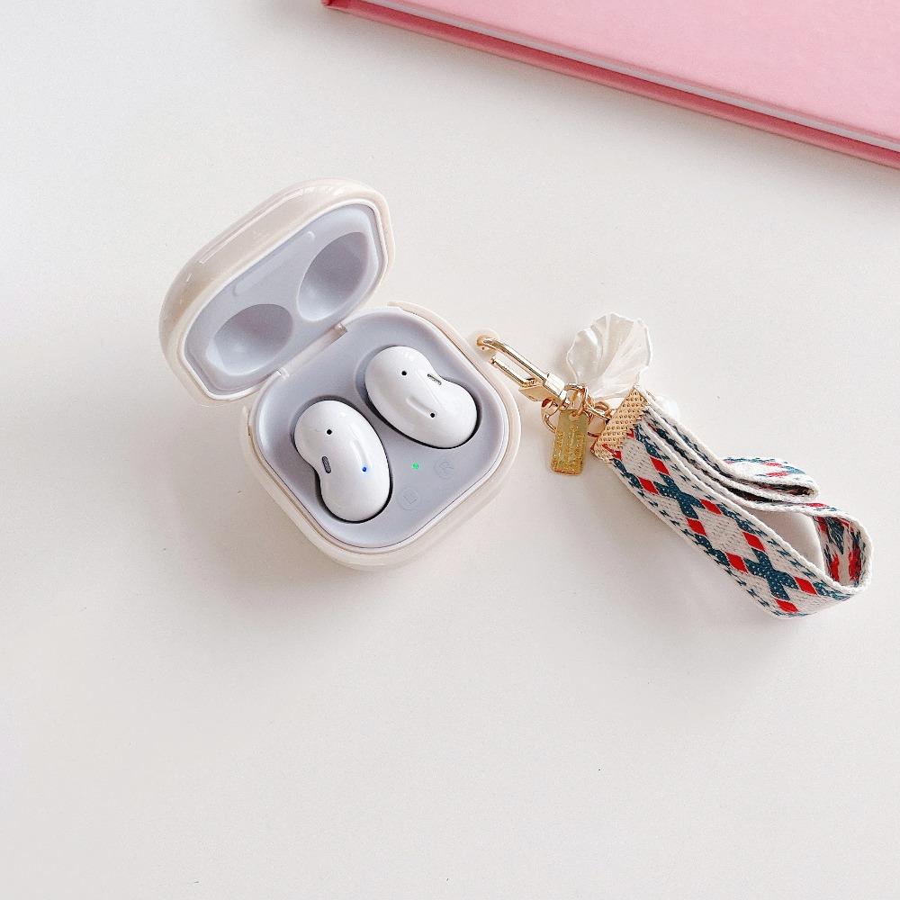 Бежевый чехол для наушников с ремешком в форме сердца для Samsung Galaxy Buds 2 Pro Live, чехол для Galaxy Buds2 Pro, чехол, полная защита с браслетом