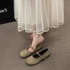 Spring 2025 New Suede Fairy with Skirt Shallow Mouth Single Shoes Retro Round Head Flat Bottom Buckle Temperament Women's Shoes