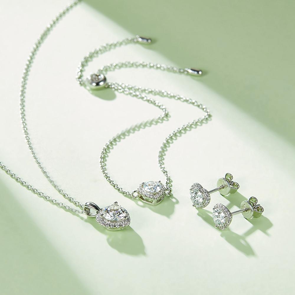 Модное кольцо с муассанитом GRA, 100% пройденное тестирование, с бриллиантом, стерлинговое серебро 925 пробы, кольцо/серьги/браслет/ожерелье, подарок на помолвку, комплект изысканных ювелирных изделий