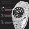 AAA CZ AP Full Bling Diamond Watch для мужчин Хип-хоп Iced Out Мужские часы Роскошные кварцевые часы Мужские водонепроницаемые хронограф Montre Homme