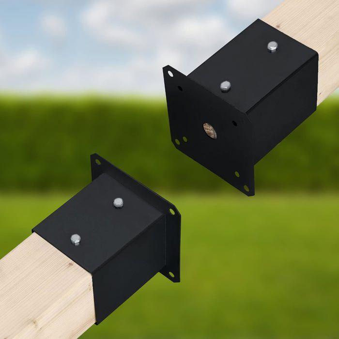 Support de Poteau en bois - Kotarbau - 140 x 140 mm - Acier galvanisé - Noir - Résistant aux intempéries