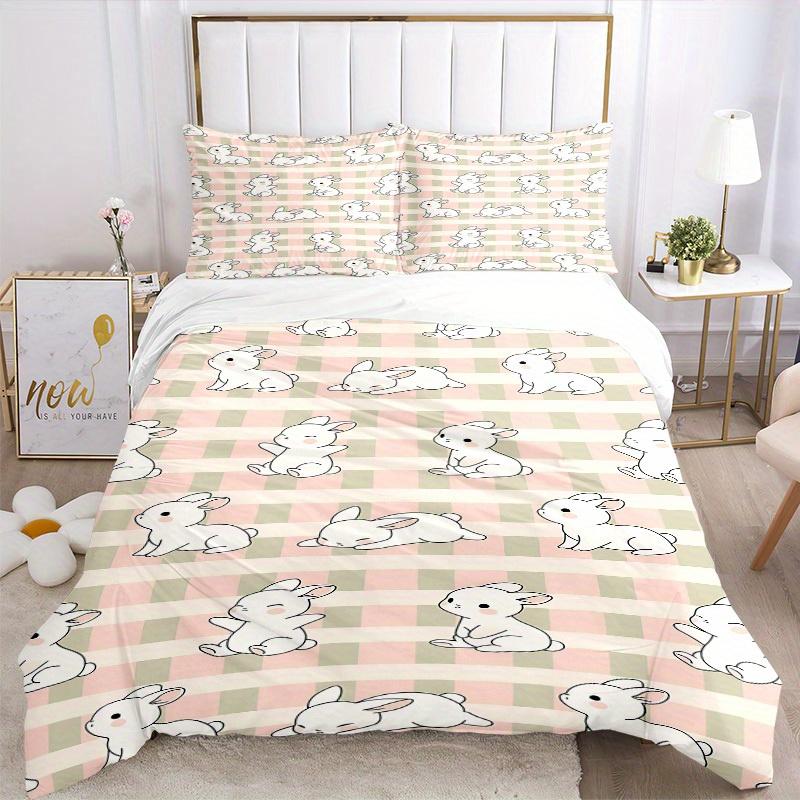 3pcs Animal-themed Bunny Rabbit Soft and Comfortable Breathability, Bedding Set, Machine Washable, Suitable for All Seasons158