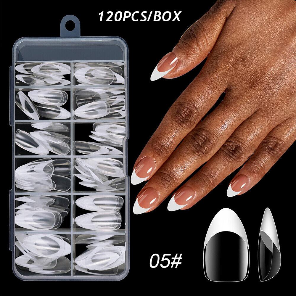 120Pcs False Nail Tips Short French Half Cover Artificial Acrylic Nails Clear
