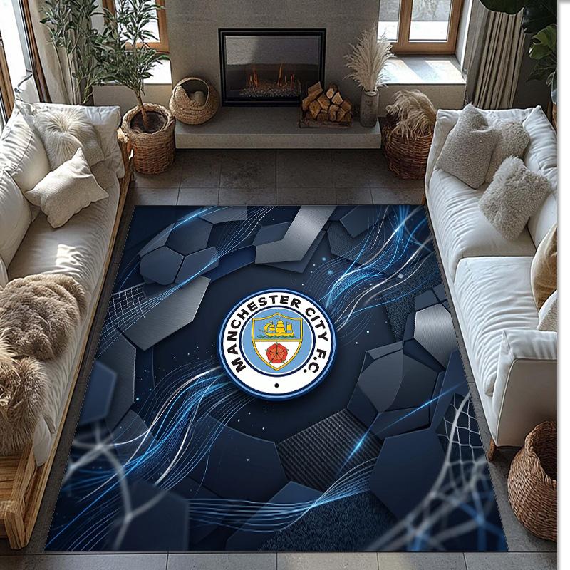 Фланелевый ковер с принтом Manchester City, нескользящий, мягкий, из полиэстера, для пола, декоративный коврик для спальни, гостиной, дивана
