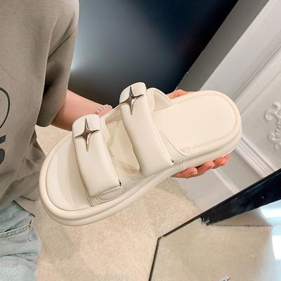 Женская летняя верхняя одежда звезды женского пола универсальные хлебные липучки крутые шлепанцы ощущение наступания на дерьмо толстая подошва повседневная облачная обувь