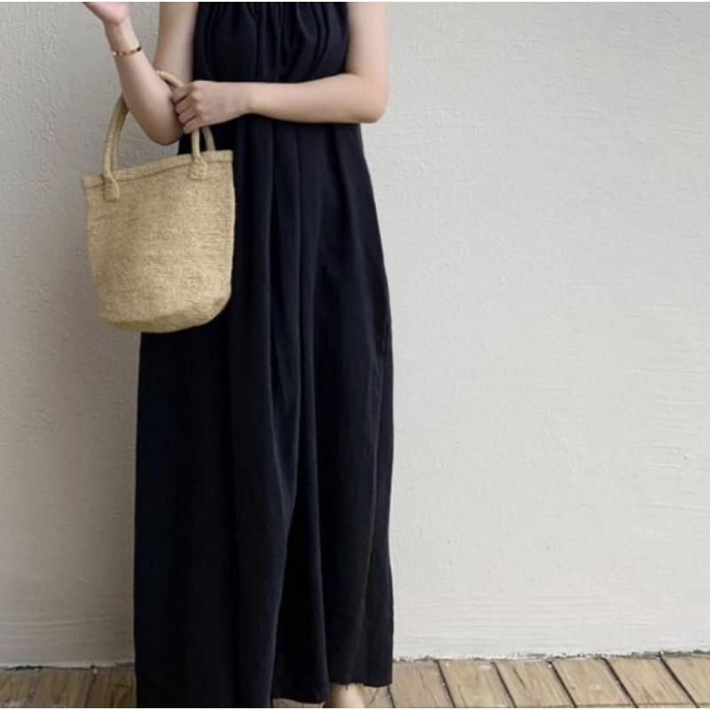 Простое платье Летнее платье-комбинация без рукавов Длинное праздничное платье