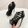 Модная летняя черная обувь на высоком каблуке Liyke для дам, кожаные туфли-платформы с вырезами, сексуальные туфли-лодочки с открытым носком на молнии, банкетные туфли для вечеринок, женские туфли-стилетто