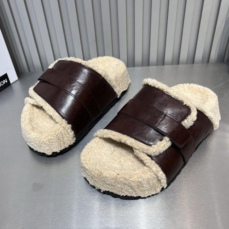 Fur Platform Women Cotton Slippers Flats Fashion Walking Shoes Winter 2024 Autumn Trend Casual Woman Slingback Flip-flops Mujer