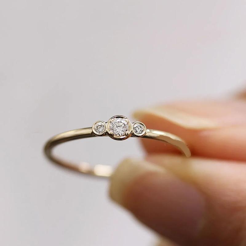 Minimalist Gold Color Thin Ring for Women with Cubic Zirconia Daily Wear Exquisite Girls Accessories Statement Jewelry