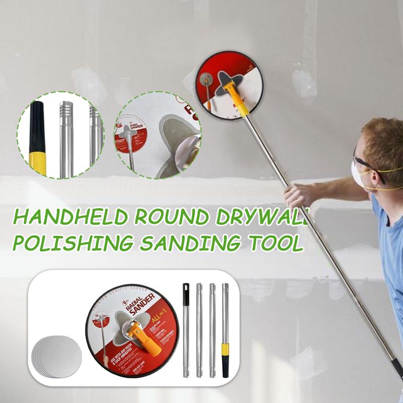 Pole Sander For Drywall 9 Inches Radial Round Pole Sander 360 Degree Rotary Pad For Concrete Walls Repair Cleaning Polishing