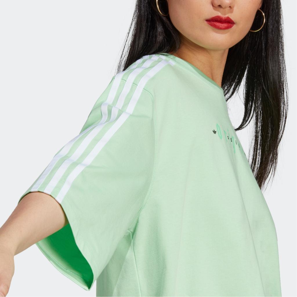 Adidas Оригинальная футболка оверсайз с принтом логотипа-буквы Женские топы Мятно-зеленый IQ3403