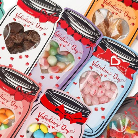 Поздравительная открытка ко Дню Святого Валентина с мешочками для конфет, сделай сам, ручная работа, романтическое сердце, каменная банка, праздничные вечерние открытки для детей