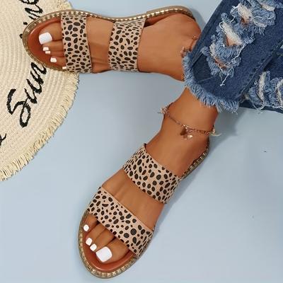 Женские шлепанцы на плоской подошве с двойным ремешком, противоскользящие туфли без шнуровки с круглым носком, универсальные пляжные шлепанцы на открытом воздухе