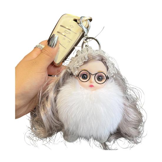 Keychain Pendant Girl Style Plush Doll Charm Soft Stuffed Key Holder Backpack Car Wallet Bag Accessory