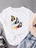(Asian Size) watercolor flower love cute Women's Top Fashion T Clothing Print Female Casual  Short Sleeve T-shirts Graphic Tee