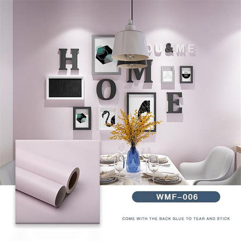 Macaron Solid Color Self-adhesive Wallpaper Stickers Bedroom Living Room Wardrobe Door Decoration Pasted Waterproof Refurbished Wallpaper