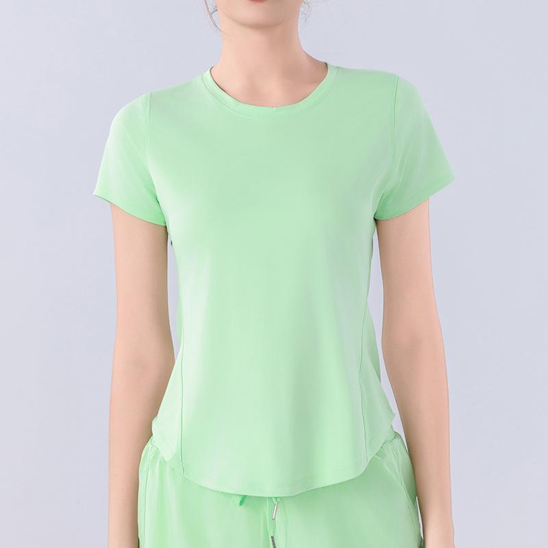 Женский летний быстросохнущий спортивный комплект из сетки: Дышащий топ с коротким рукавом свободного кроя для бега, тренировок и йоги