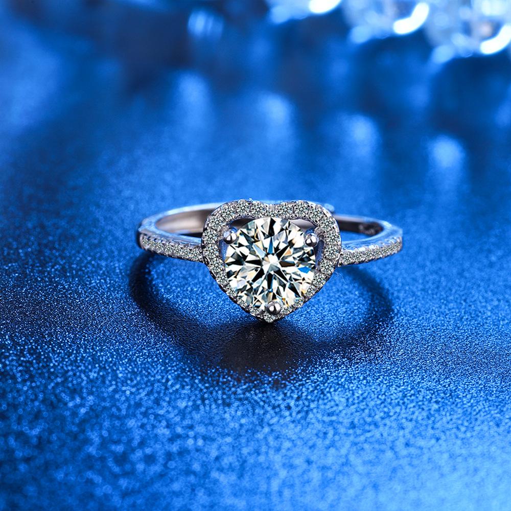 Ring Female Korean Version Simple Fashion Zircon Open Ring Temperament Heart-shaped Diamond-set Index Finger Ring Single Row of Small Diamonds 2026