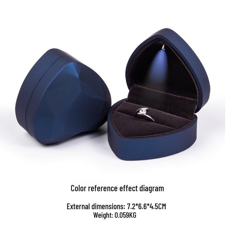 Elegant Heart-Shaped Jewelry Box with LED Light for Ring or Necklace.