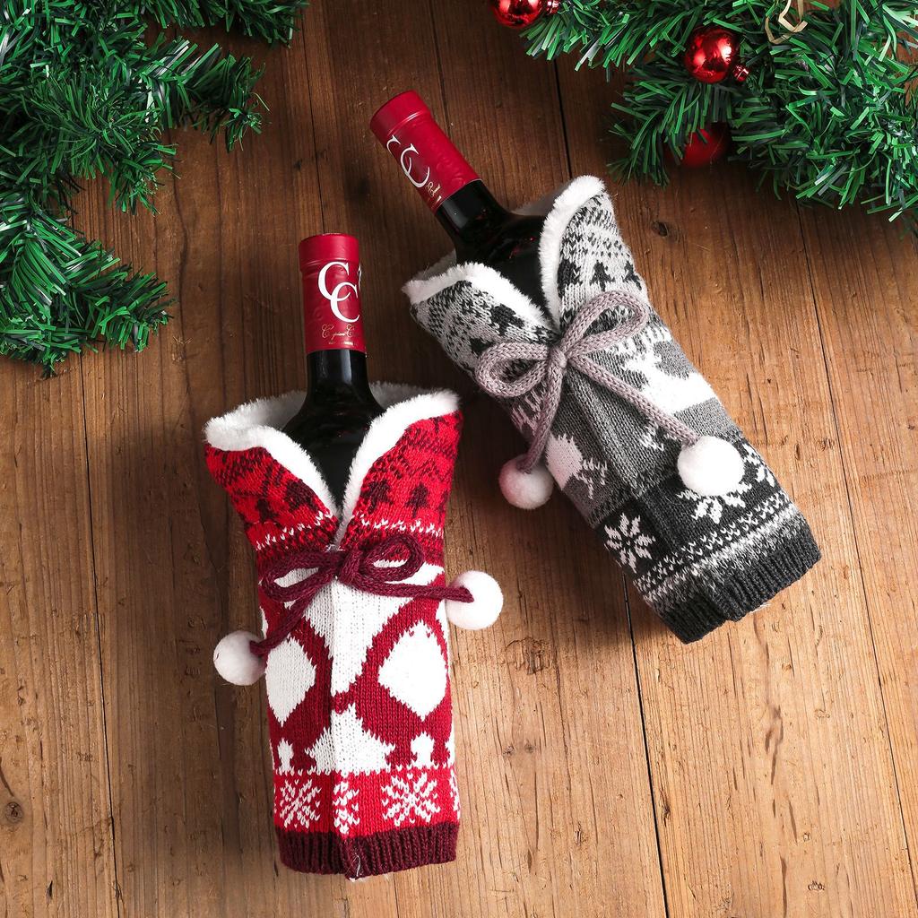 Christmas Wine Set Knitted Wine Set Hotel Restaurant Decoration Home Furnishing Wine Set Decoration Supplies