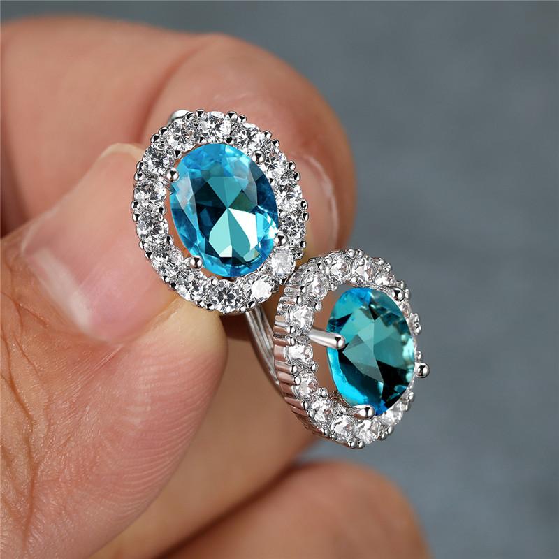 Роскошные Серьги-кольца с Кристаллами Желтый Овальный Камень Разноцветные Цирконы Маленькие Классический Серебристый Цвет Свадебные Серьги Для Женщин