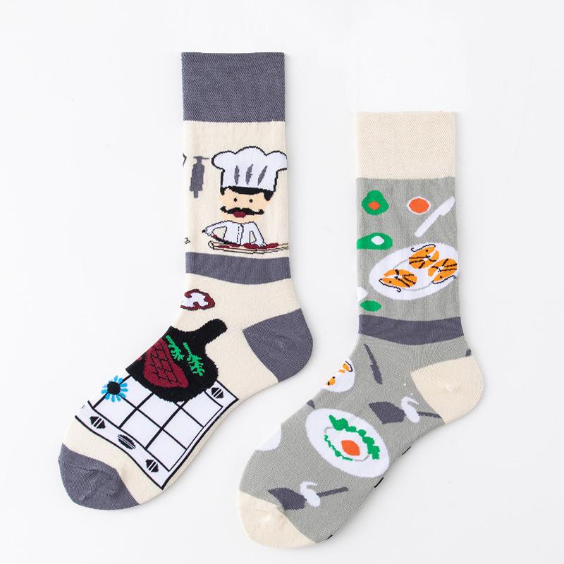 REMOULD Women Fashion Designer Mismatching AB Socks High Quality for Girls Art Crazy Socks With Print Pattern Fancy Cool