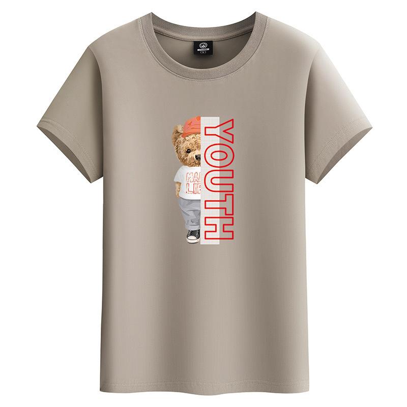 GMXIA Футболка с коротким рукавом из хлопка, мужская модная свободная рубашка с коротким рукавом, с принтом