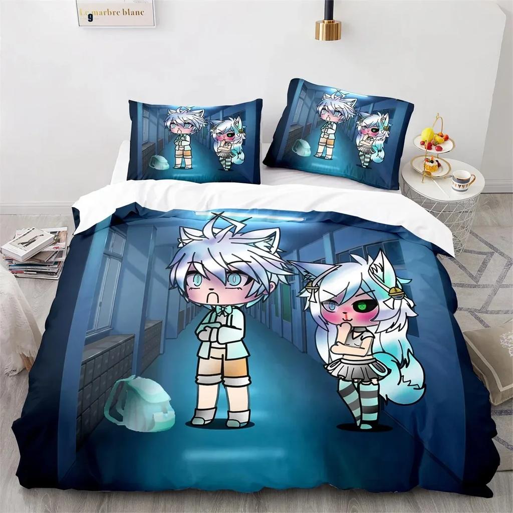 3D Printed Anime Gacha Life Duvet Cover Set With Pillow Covers Polyester Teens Kids Bedding Set Full Queen King Size Bed Linen