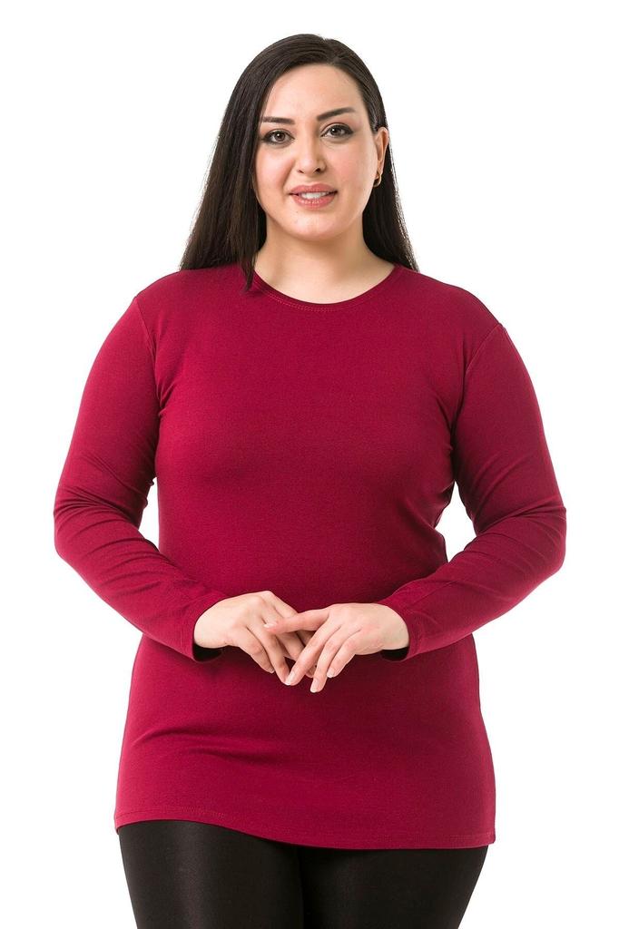 Women's Style Big Size Body Plus Size Crew Neck Long Sleeve Viscose Black Body