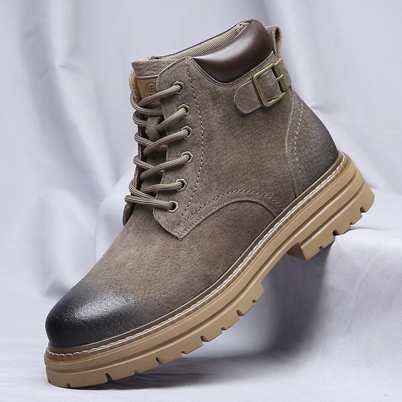 Мужские ботинки класса люкс 2024 Модные удобные осенне-зимние кожаные ботинки в британском стиле на толстой подошве на шнуровке с высоким берцем