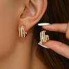 Three-Layers Gold Color Dangle Earrings For Women Korean C-Shaped Hollow Metal Drop Earrings Personality Punk Ear Jewelry Gifts