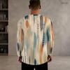 Men Plus Size Round Neck Long Sleeve Abstract Printed Casual T Shirt