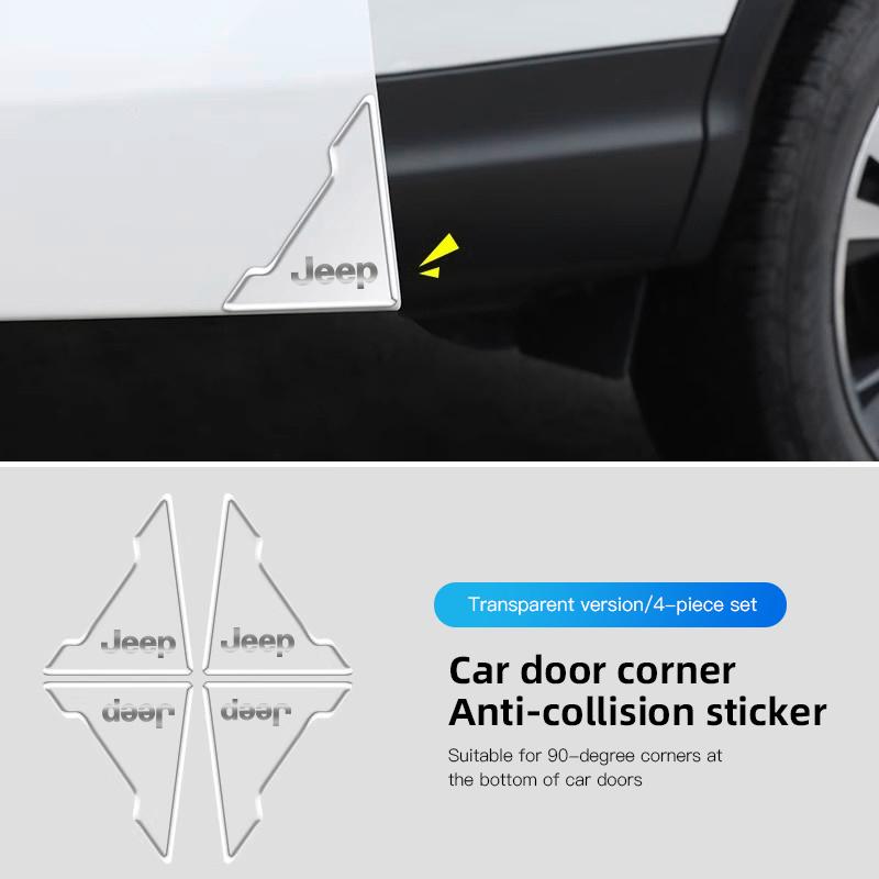 For Jeep 4Pcs Car Door Silicone Buffer Sticker Anti Collision Scratch For Jeep Wrangler Renegade Compass Grand Cherokee Patri