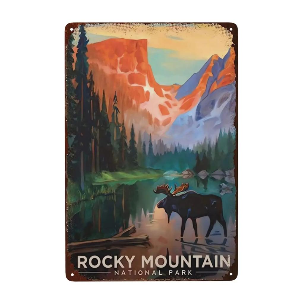 1pc Retro Grand National Park Metal Sign for Kitchen Restaurant Farm Bathroom Man Hole Farm Wall Decoration 8x12 Inch