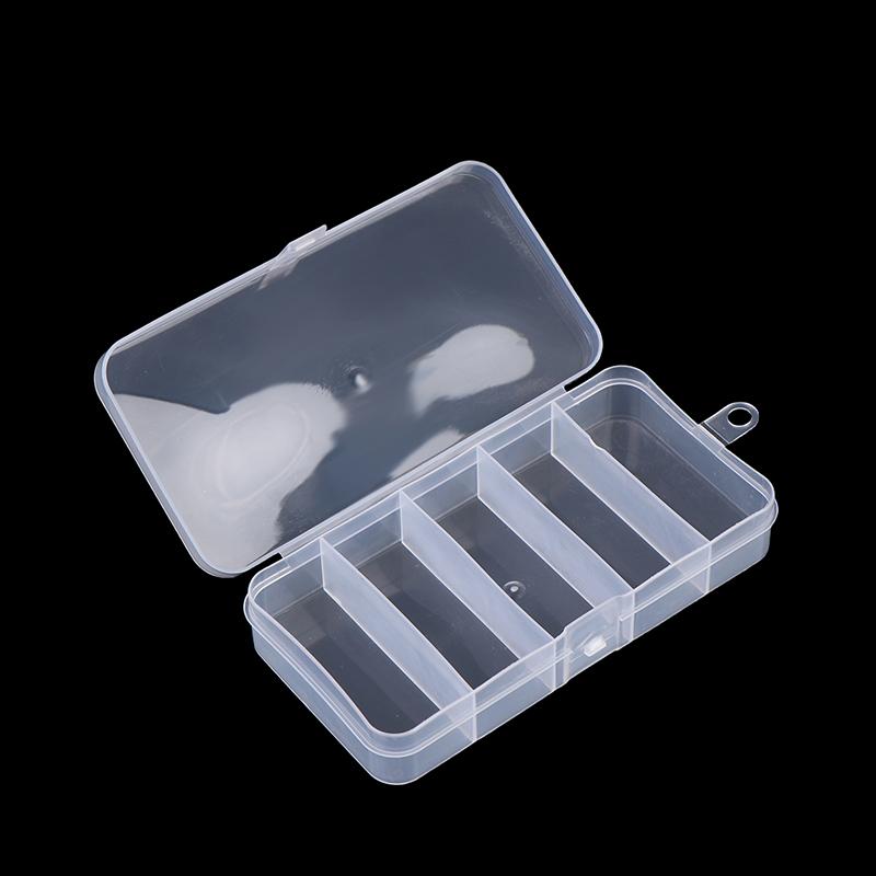 5 Compartment Clear Plastic Lure Storage Case for Fly Fishing Spoons Hooks Baits Tackle Box