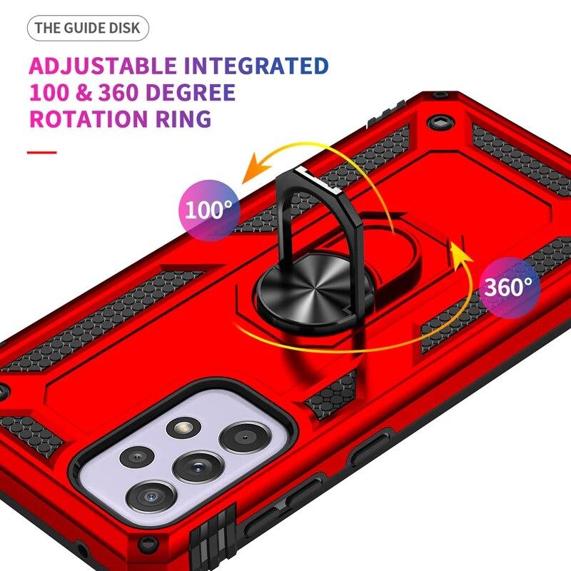 Metal Armor Ring Shockproof Case For Samsung Galaxy A54 A53 A52 A12 A13 A33 A23 A73 A14 A51 A50 A22 A32 A04 A34 A03s A72 Cover