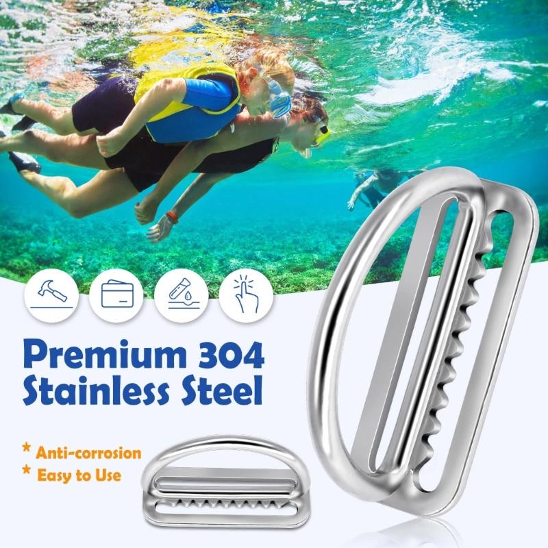 2 шт. Скользящий фиксатор для дайверского поясного груза Стопоры для поясного груза из нержавеющей стали Зубчатый фиксатор для дайверского поясного груза