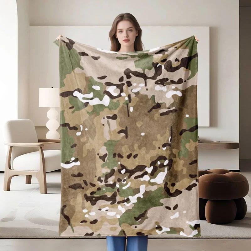 1 piece camouflage color flannel blanket soft suitable for sofa bed office allseason use