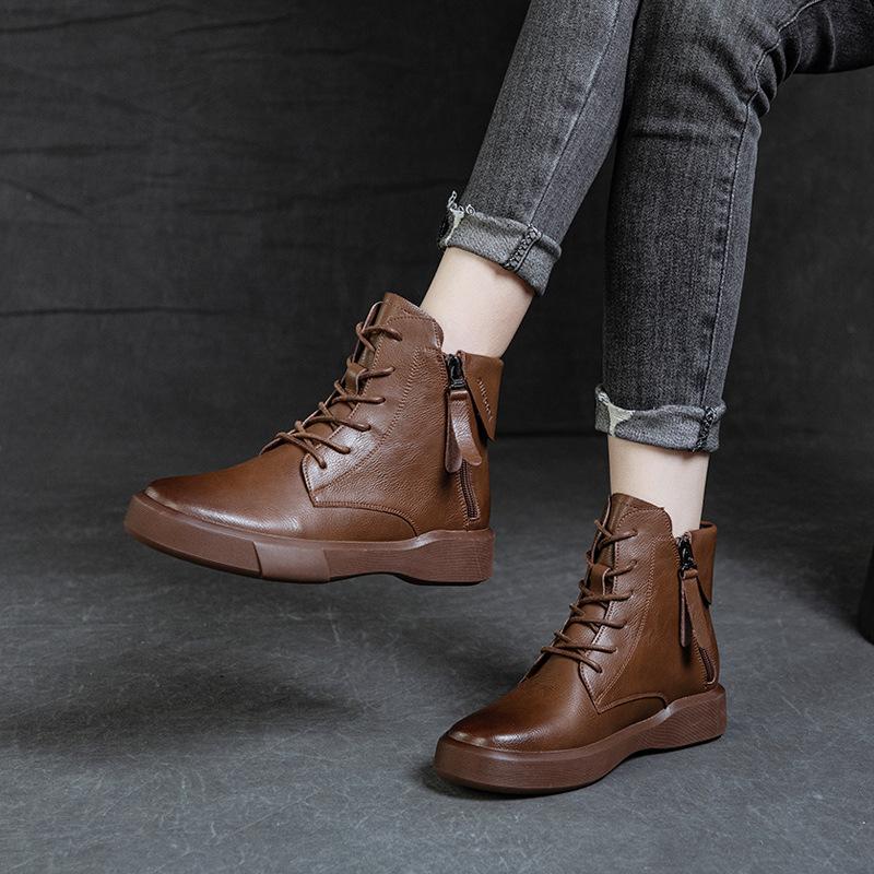 2025 Autumn and Winter Soft-soled Women's New British Martin Boots Casual Flat-bottomed Velvet Retro Cotton Boots Versatile Short Boots