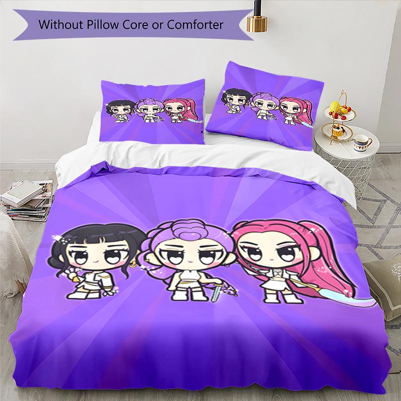 3pcs KPop Demon Hunters7 Design Cover Set - HD Printed Bedding with 1 Cover and 2 Pillowcases - Perfect for Home and Dorm Decor