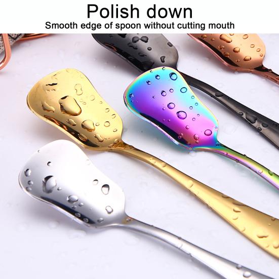 Yousheng Stainless Steel Spoon Gourd Shape Long Handle Colorful Dessert Cake Soup Salad Coffee Ice Cream Scoop Kitchen Utensil Cutlery Flatware
