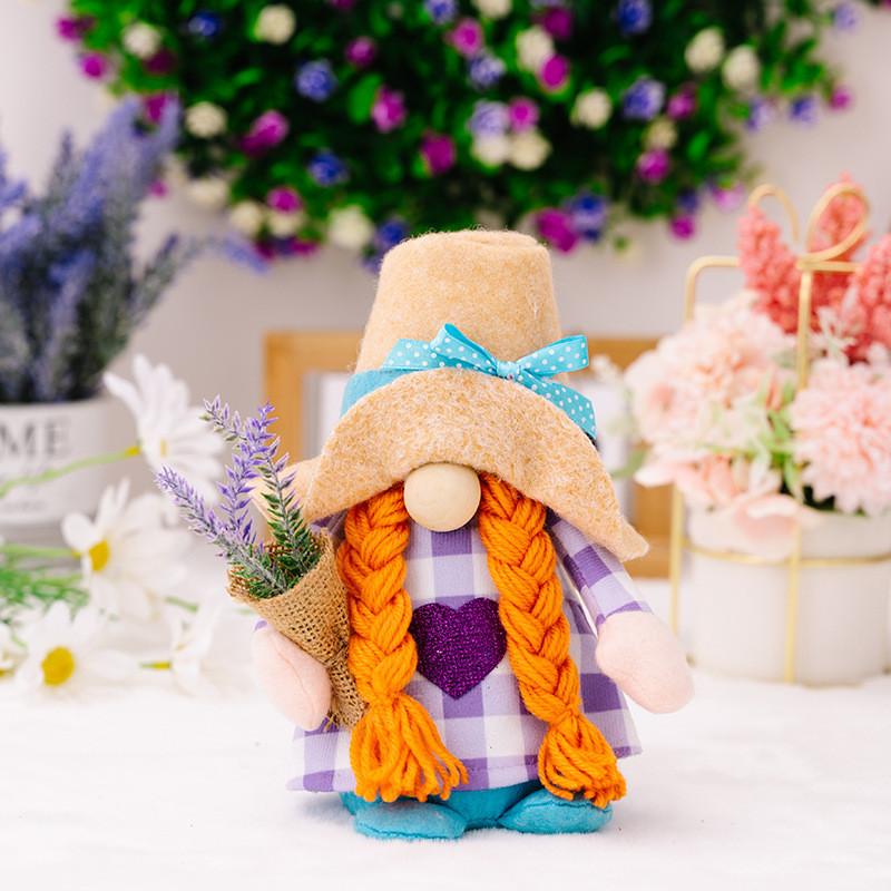 Adorable Lavender Love Heart Faceless Doll Figurine Creative Rudolf Decoration Piece