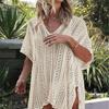 2022 New Arrivals Sexy Beach Cover Up White Crochet Robe De Plage Pareos for Women Swim Wear Saida De Praia Beachwear Coverups Q206