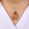 Champagne Quartz Gemstone Silver Women Pendant 1.8" , 925 Sterling Silver Jewelry, Orange Color Stone Pendant For Love PP-65-12