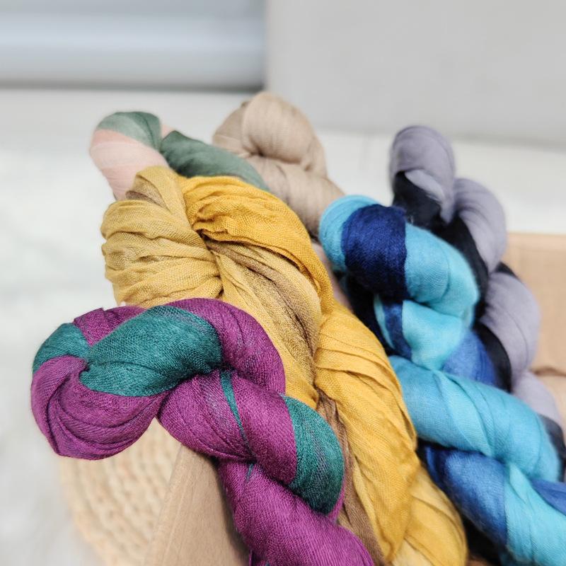 Плетеный шарф, мятый, простой и универсальный, шелковый шарф, осенне-зимняя цветочная шаль, шарф из балийской пряжи для женщин