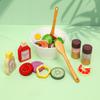 Fun Wooden Simulation Vegetable And Fruit Seasoning Salad Ingredient Set Toy