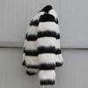 Women's Fur Jacket Imitation Fox Fur Coat Warm Black and White Striped Long-sleeved Leather Jacket Casual Short Large Size