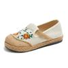 2024 весна женская обувь на плоской подошве с низким верхом и вышивкой с неглубоким горлом литературная этническая женская обувь льняная повседневная обувь